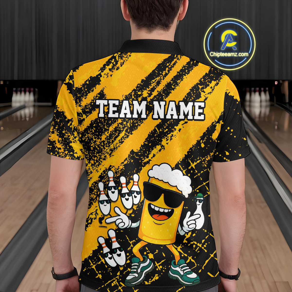 Custom Funny Beer Bowling Shirt Team Bowling League Jersey for Men Polo & 1/4-Zip QZT759