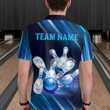 Load image into Gallery viewer, Custom Blue Bowling Jersey for Men Bowling Team Shirts Bowling Uniform Polo &amp; 1/4 Zip HNT162