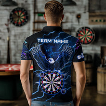 Load image into Gallery viewer, Personalized Thunder Lightning Eagle Blue Darts Shirt Polo &amp; Quarter Zip For Men Dart Team Jersey TDM3580