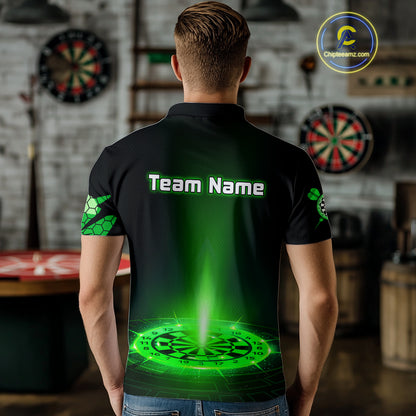 Custom Men's Darts Jersey Green Lightning Dartboard With Halftone Pattern NYN0276