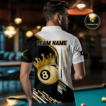 Personalized Golden 8 Ball Pool Crown Billiard Shirt For Men Custom Billiard Team Jerseys Uniform TDM4182
