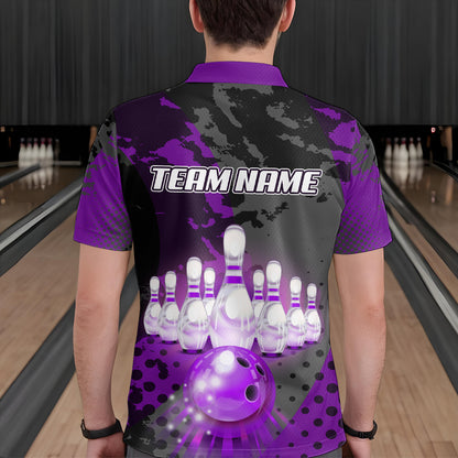 Fire Bowling Shirt Custom Purple Bowling Jersey for Men Women with Team Name MBL63
