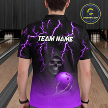 Load image into Gallery viewer, Custom Purple Thunder Skeleton Bowling Jersey for Men Bowling Polo &amp; 1/4 Zip Bowling Team Shirts HNT108