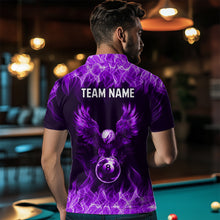 Load image into Gallery viewer, Personalized Purple Eagle Flaming 8 Ball Pool Bliiard Polo &amp; 1/4 Zip, Billiard Shirt for Men, Billiard Team Jerseys NNT36