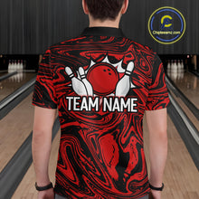 Load image into Gallery viewer, Custom Red Bowling Men Bowling Shirt Polo &amp; Quarter-Zip Bowling Team Jerseys HNT81