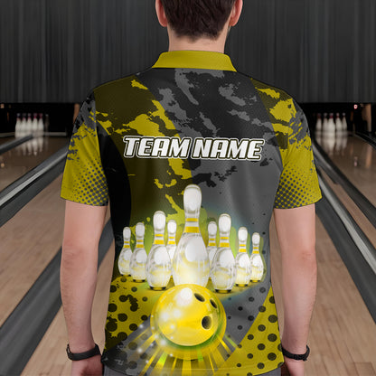 Fire Bowling Shirt Custom Yellow Bowling Jersey for Men Women with Team Name MBL63