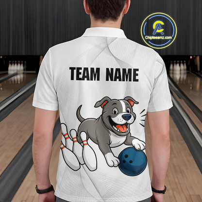 Custom Funny French Bulldog Bowling Men Polo & 1/4 Zip Shirts Bowling Team Jerseys HNT94