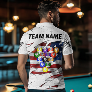 Billiard Jerseys American Flag 8 Ball Pool Billiard Shirts for Men Polo & 1/4 Zip Shirt Team NNT26