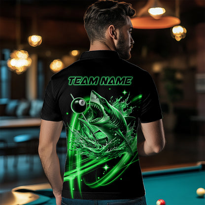 Green 8 Ball Pool Billiard Shark Polo & Quarter Zip For Men Custom Team League Billiard Jersey TDM3732