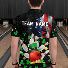 Load image into Gallery viewer, Personalized US Flag St Patrick Day Funny Bowling Shirt Men Team Polo &amp; 1/4 Zip Shirts HNT12
