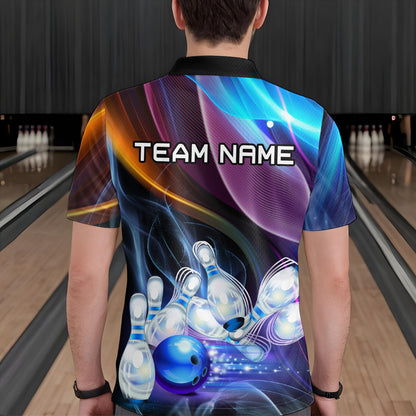 Custom Galaxy Bowling Jersey for Men Bowling Team Shirts Bowling Uniform Polo & 1/4 Zip HNT157