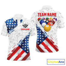 Load image into Gallery viewer, American Flag Personalized Billiard Team Jersey Billiard Gifts for Men Polo &amp; 1/4 Zip Shirts NNT41