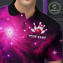 Load image into Gallery viewer, Custom Pink Galaxy Bowling Shirts for Women Men Bowling Jersey for Team Bowl Outfit MBL124