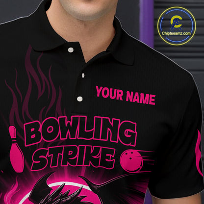 Pink Flame Dragon Bowling Shirt Custom Strike Bowling Team Jersey for Men Uniform QZT726
