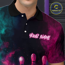 Load image into Gallery viewer, Green and Pink Smoke Bowling Shirts for Women Men Team Bowling Polo &amp; Quarter Zip MBL129