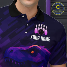 Load image into Gallery viewer, Dinosaur Purple Bowling Shirts for Men Women Custom Team Bowling Jerseys for Bowlers MBL133