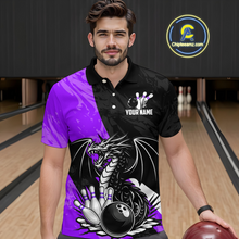 Load image into Gallery viewer, Custom Purple Dragon Bowling Men Shirts Bowling Uniform Polo &amp; 1/4 Zip Bowling Team Jerseys HNT103