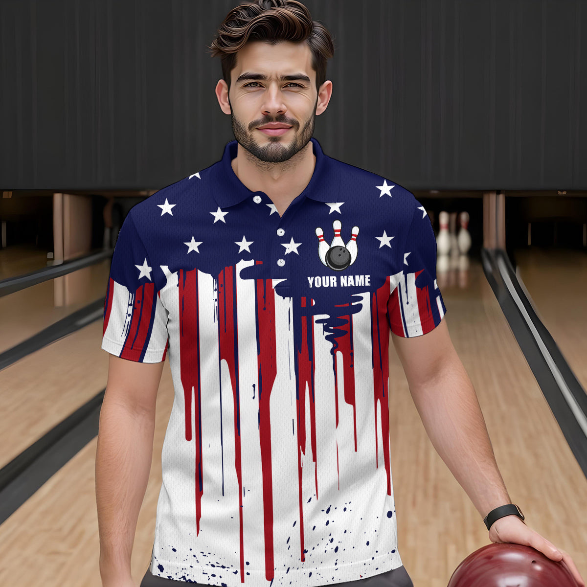Patriotic Bowling Shirt for Men Women Custom Bowling Polo Shirt & Quarter-Zip Shirts MBL01