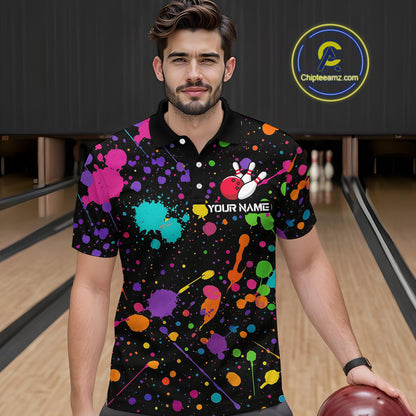 Colorful Watercolor Bowling Shirt for Men Women Custom Team Bowling Polo & Quarter Zip MBL98