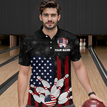 Load image into Gallery viewer, Custom American Flag Bowling Shirts for Men Women Patriotic Bowling Polo &amp; 1/4 Zip MBL03