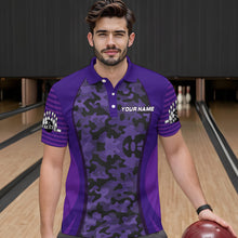 Load image into Gallery viewer, Personalized Camo Bowling Jersey Men Bowling Team Shirt Custom Bowling Polo Shirt BDT327