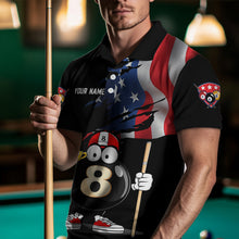Load image into Gallery viewer, US Flag Funny 8 Ball Billiard Jersey Men Billiard Shirt for Men Team Polo &amp; 1/4 Zip NNT12
