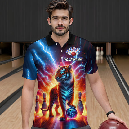 Custom Tiger Bowling Jersey Thunder Bowling Team Shirt Polo Bowling for Men Women QZT637