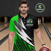 Load image into Gallery viewer, Green Skull Crown Bowling Custom Men Bowling Shirt Polo &amp; Quarter-Zip Bowling Team Jerseys HNT65