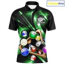 Load image into Gallery viewer, Custom Ball Pool Shirts Green Billiard Shirt for Men Billiard Team Jersey Billiard League NNT180