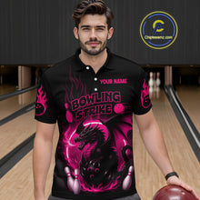 Load image into Gallery viewer, Pink Flame Dragon Bowling Shirt Custom Strike Bowling Team Jersey for Men Uniform QZT726