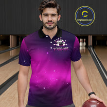Load image into Gallery viewer, Purple Galaxy Bowling Shirts for Men Women Custom Team Bowling Jersey for Bowlers MBL125