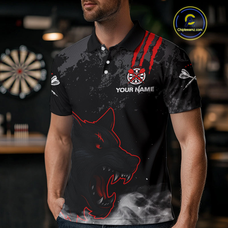 Black Darts Wolf Shirt Grunge Pattern For Men - Custom Team & Player Name NYN0353