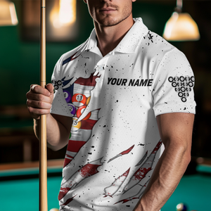 Billiard Jerseys American Flag 8 Ball Pool Billiard Shirts for Men Polo & 1/4 Zip Shirt Team NNT26