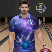 Load image into Gallery viewer, Custom Purple Lightning Bowling Shirts for Men Women Team MBL157