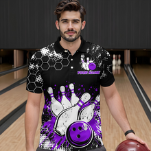 Load image into Gallery viewer, Purple Watercolor Bowling Shirts Men Women Team Custom Bowling Polo &amp; 1/4 Zip Shirt MBL60