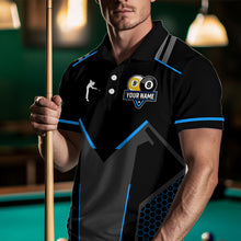 Load image into Gallery viewer, Personalized 8 Ball &amp; 9 Ball Pool Billiard Polo, 1/4 Zip For Men Custom Team Billiard Jerseys |Blue TDM3547