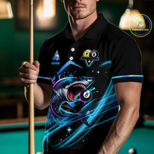 Load image into Gallery viewer, Blue 8 Ball &amp; 9 Ball Pool Billiard Shark Polo &amp; Quarter Zip For Men Custom Team Billiard Jerseys TDM3853