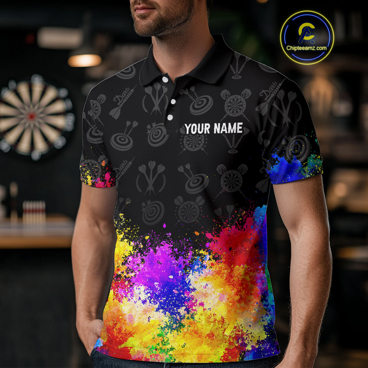 Funny Dartboard Colorful Grunge Dart Shirts For Men | Darts Team Jerseys – Polo & Quarter Zip TDM3964