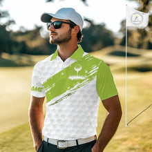 Load image into Gallery viewer, Green and White golf ball pattern Mens golf polo shirts custom team name mens golf clothes NQS9974