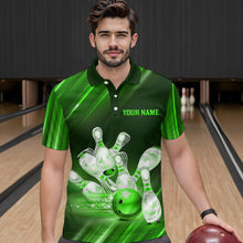 Load image into Gallery viewer, Custom Green Bowling Jersey for Men Bowling Team Shirts Bowling Uniform Polo &amp; 1/4 Zip HNT162