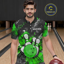 Load image into Gallery viewer, Green Watercolor Bowling Shirts for Women Men Custom Team Bowling Polo&amp;1/4 Zip Shirt MBL110