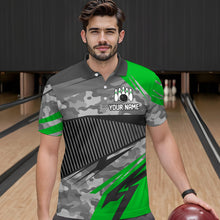 Load image into Gallery viewer, Green Camo Bowling Shirts for Women Men Custom Team Bowling Polo &amp; 1/4 Zip Shirt MBL61