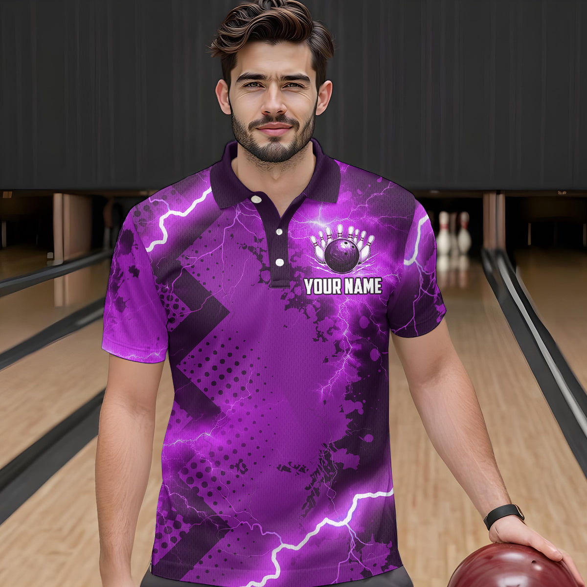 Thunder Lightning Bowling Shirt Purple Bowling Jersey Men Women Team Bowling Shirts MBL64