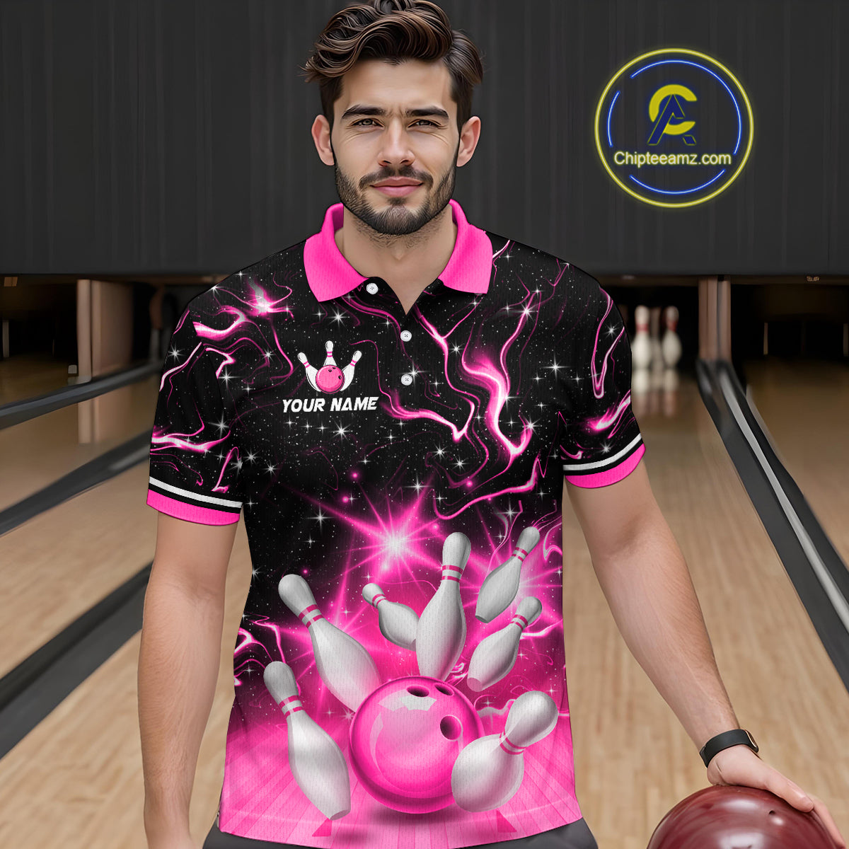 Pink Dragon Flaming Bowling Shirt for Men and Women Custom Bowling Jersey for Team MBL87