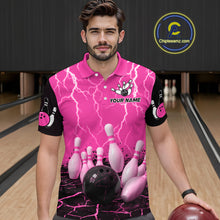 Load image into Gallery viewer, Pink Thunder Lightning &amp; Lava Bowling Shirt for Men Women Team Bowling Jersey MBL92