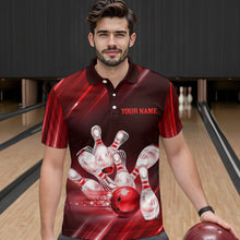 Load image into Gallery viewer, Custom Red Bowling Jersey for Men Bowling Team Shirts Bowling Uniform Polo &amp; 1/4 Zip HNT162