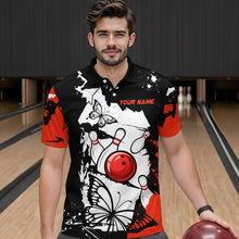 Load image into Gallery viewer, Custom Red Butterflies Bowling Shirt for Men Women Team Bowling Polo&amp;Quater Zip MBL76