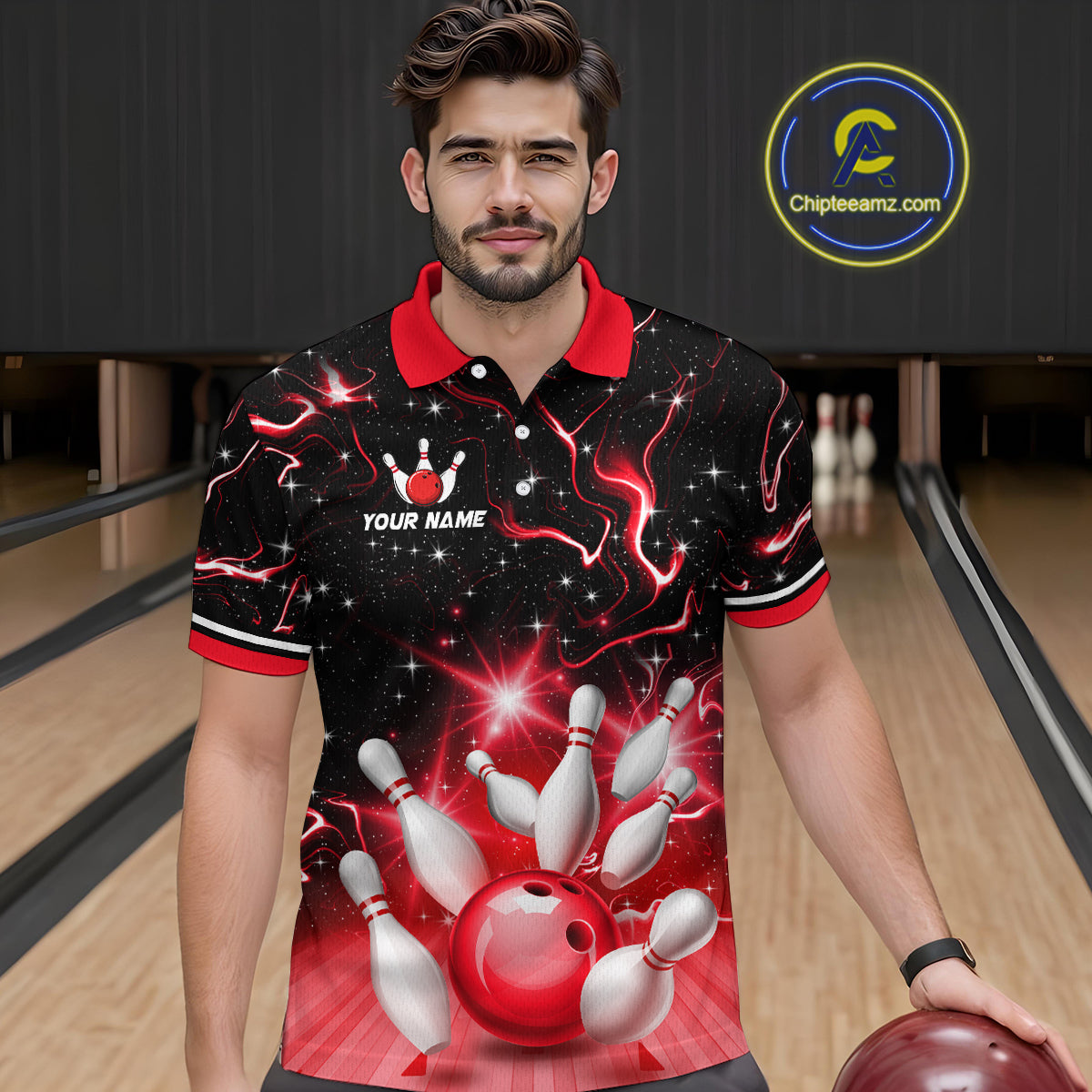 Red Dragon Flaming Bowling Shirt for Men and Women Custom Bowling Jersey for Team MBL87