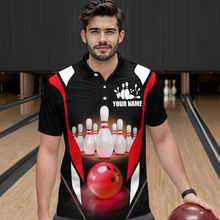 Load image into Gallery viewer, Red Bowling Shirt for Men and Women Bowling Jersey with Team Bowling Polo &amp; 1/4 Zip MBL42