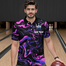 Load image into Gallery viewer, Pink Purple Bowling Custom Men Bowling Shirt Polo &amp; Quarter-Zip Bowling Team Jerseys HNT48